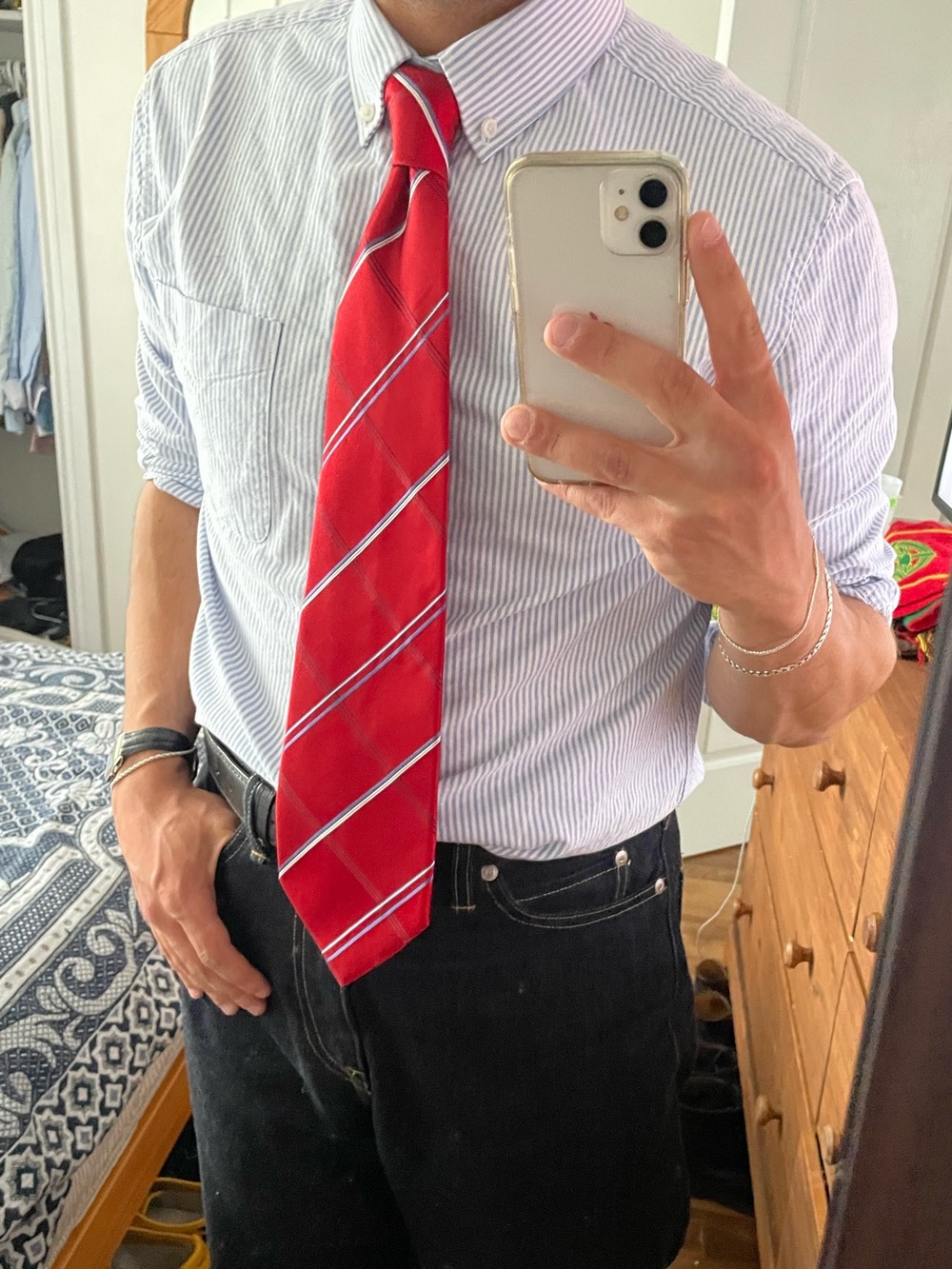 Arrow red plaid tie 100% silk
